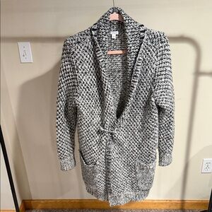 J. Jill Black and White Open-Front Cardigan